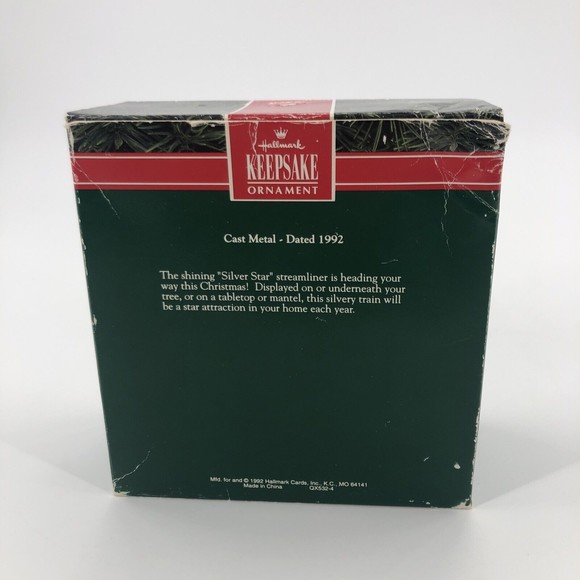 Hallmark Ornament Silver Star Streamliner Locomotive Train Cast Die Metal 1992 - Picture 10 of 16